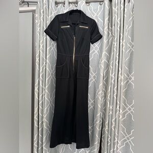Vintage Handcrafted Chic Black Zippered Jumpsuit